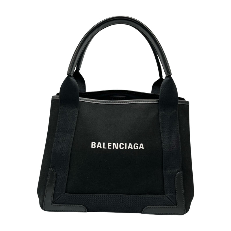 Balenciaga BALENCIAGA Tote Bag Navy Cabas S Canvas/Leather Black Women's