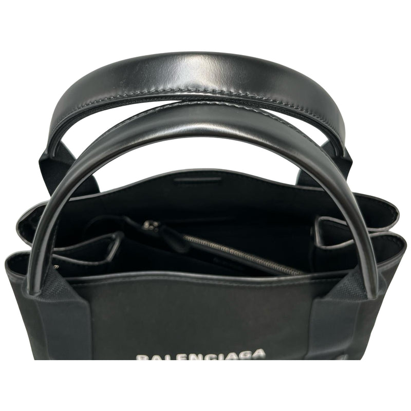 Balenciaga BALENCIAGA Tote Bag Navy Cabas S Canvas/Leather Black Women's