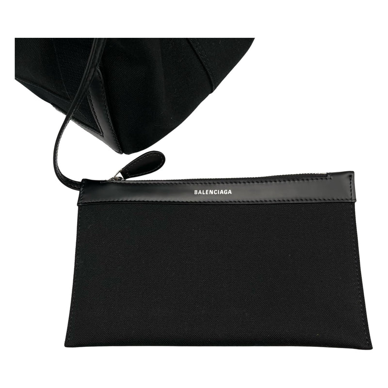 Balenciaga BALENCIAGA Tote Bag Navy Cabas S Canvas/Leather Black Women's