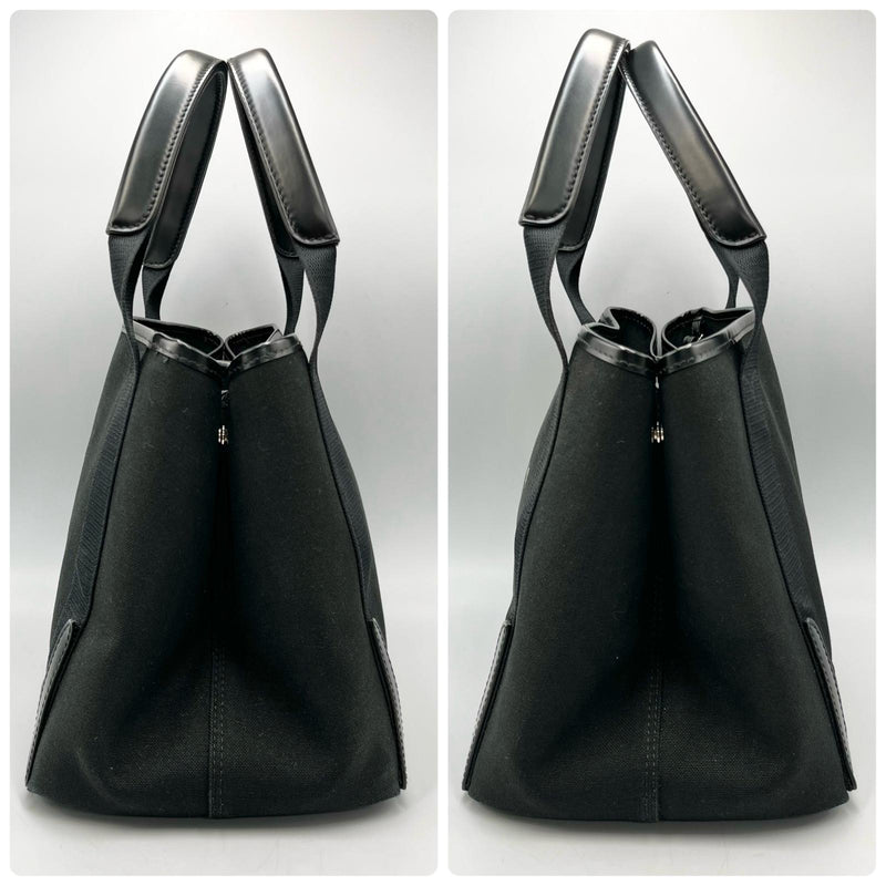 Balenciaga BALENCIAGA Tote Bag Navy Cabas S Canvas/Leather Black Women's
