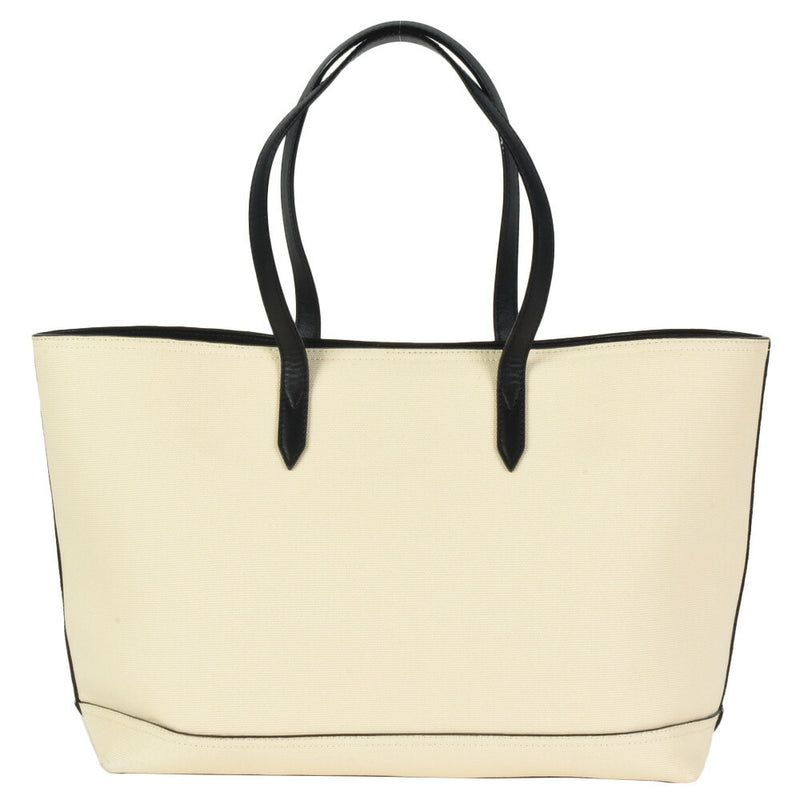 Jimmy Choo JIMMY CHOO Tote Bag Canvas Leather Ivory Black Logo A4 Available