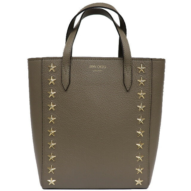 (Good condition) Jimmy Choo 2way handbag shoulder embossed leather grey taupe