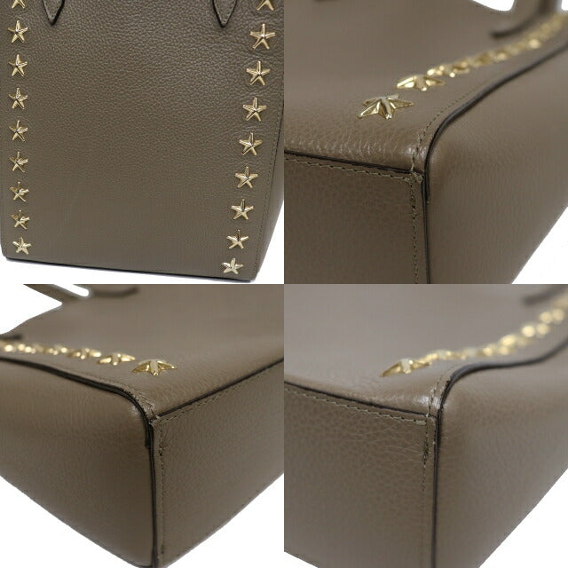(Good condition) Jimmy Choo 2way handbag shoulder embossed leather grey taupe