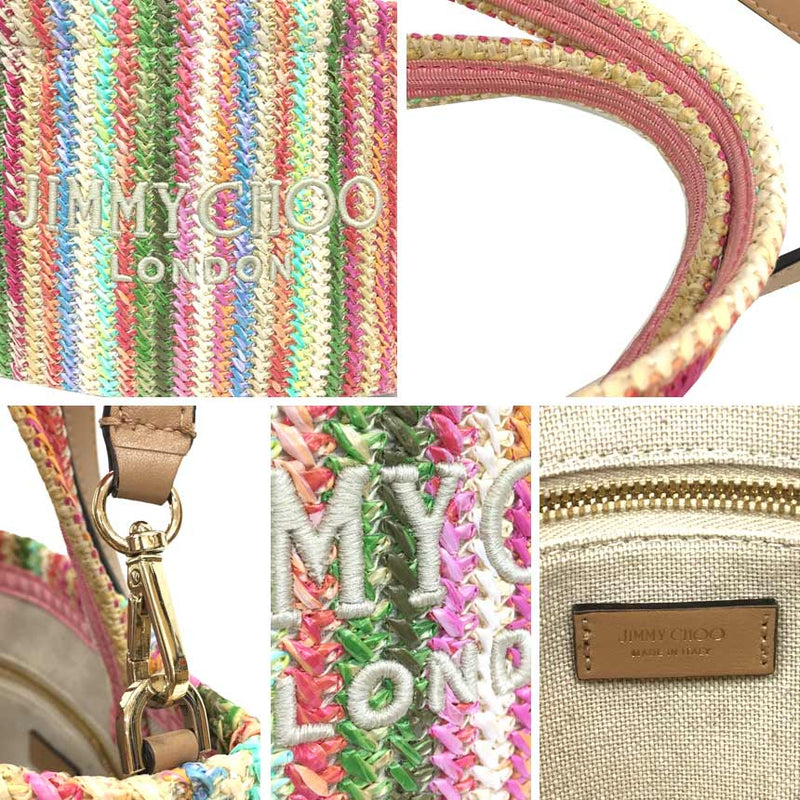 JIMMY CHOO Jimmy Choo Beach Tote East West Mini Multi Ecru Stripe BEACH TOTE