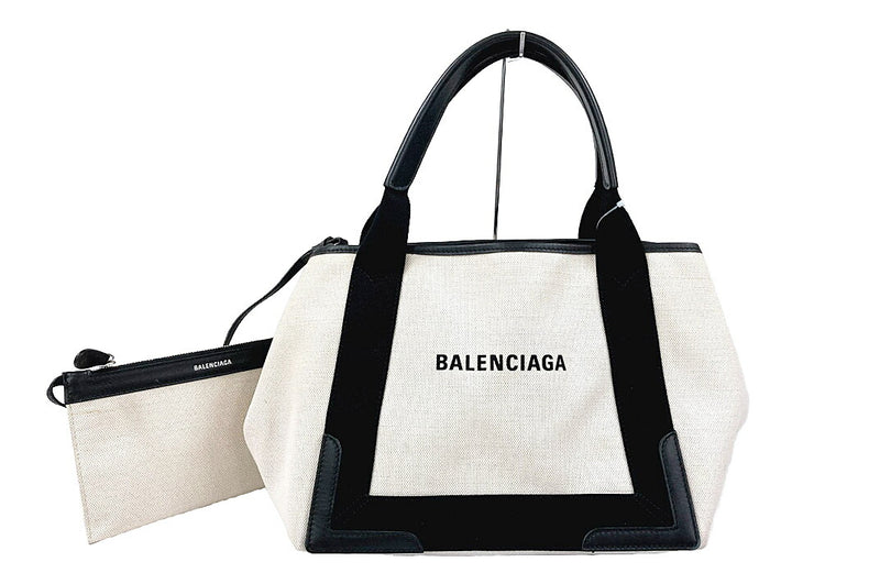 BALENCIAGA Navy Cabas S Small Tote Bag 339933 Canvas Pouch included [Used]