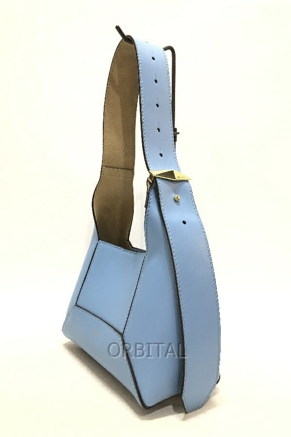 Keio) JIMMY CHOO Diamond Hobo S Leather Shoulder Bag Dusty Blue Extremely
