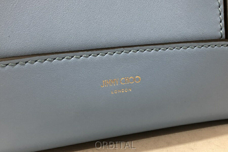 Keio) JIMMY CHOO Diamond Hobo S Leather Shoulder Bag Dusty Blue Extremely