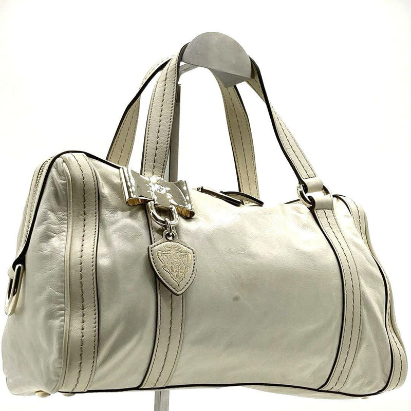 GUCCI Duchessa Mini Boston Handbag Leather Ribbon Crest White