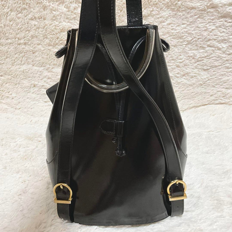 Salvatore Ferragamo Backpack with Pouch Enamel Black