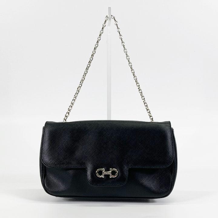 Salvatore Ferragamo Gancini Shoulder Bag Leather Chain