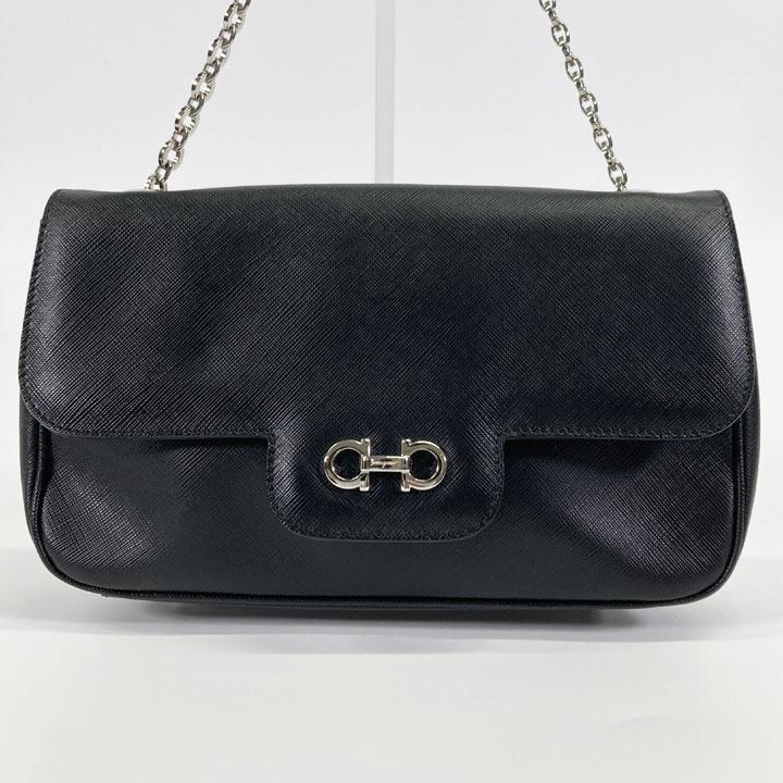 Salvatore Ferragamo Gancini Shoulder Bag Leather Chain