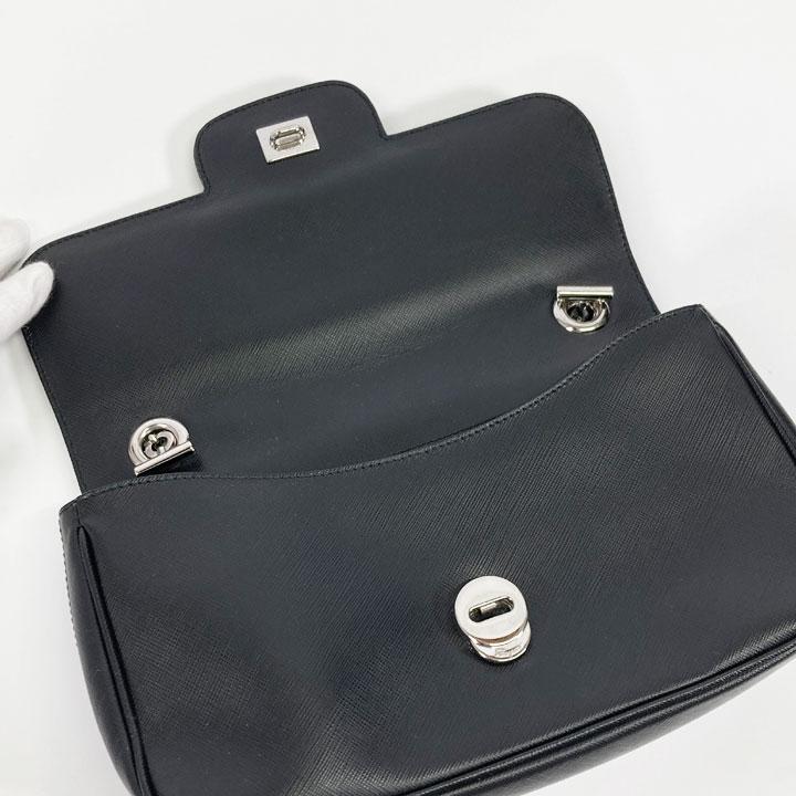 Salvatore Ferragamo Gancini Shoulder Bag Leather Chain