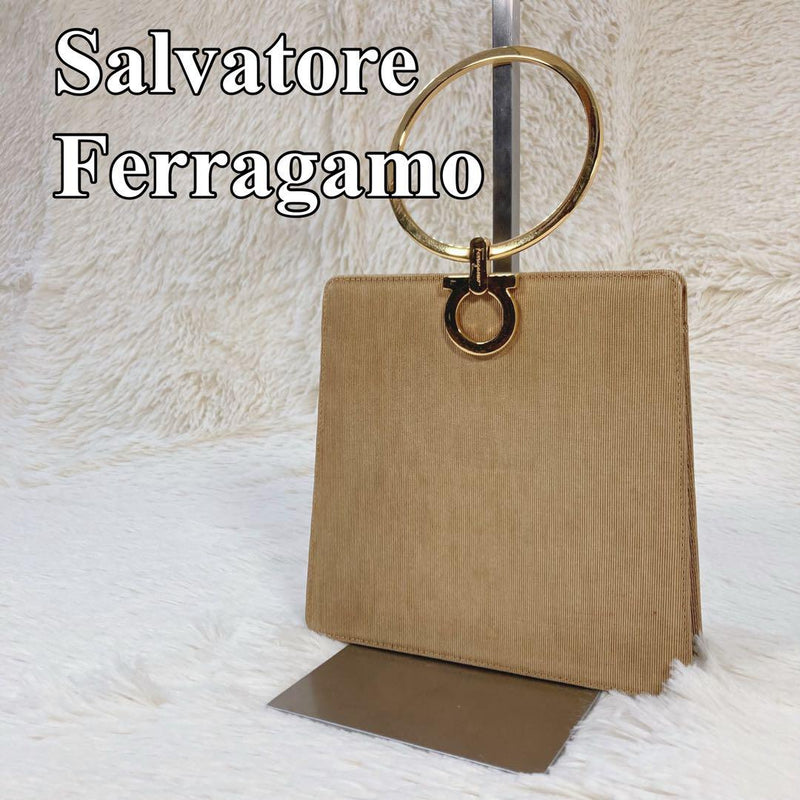 [Good condition] Ferragamo Gancini Canvas One Handle Handbag