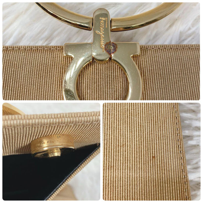 [Good condition] Ferragamo Gancini Canvas One Handle Handbag
