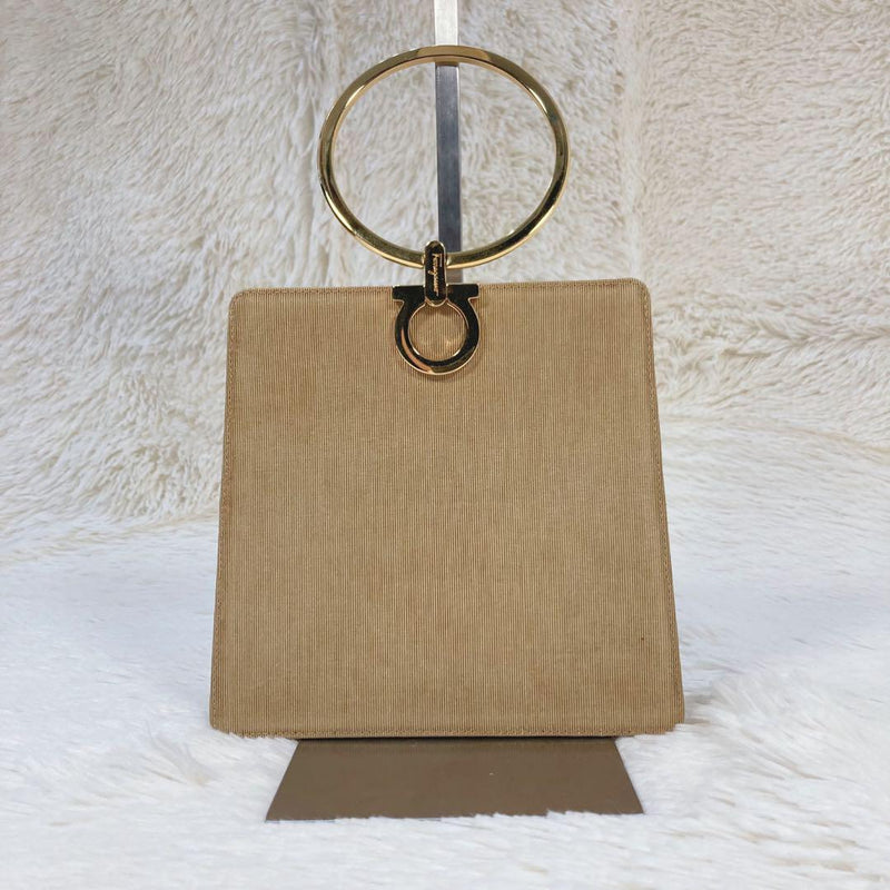 [Good condition] Ferragamo Gancini Canvas One Handle Handbag