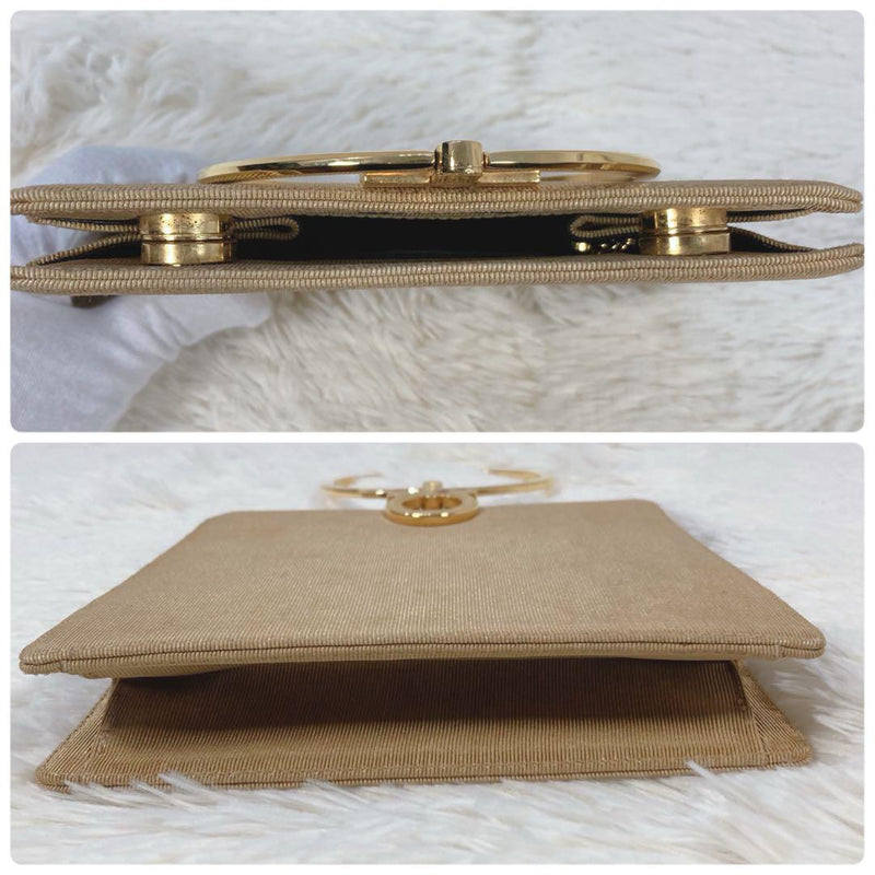 [Good condition] Ferragamo Gancini Canvas One Handle Handbag