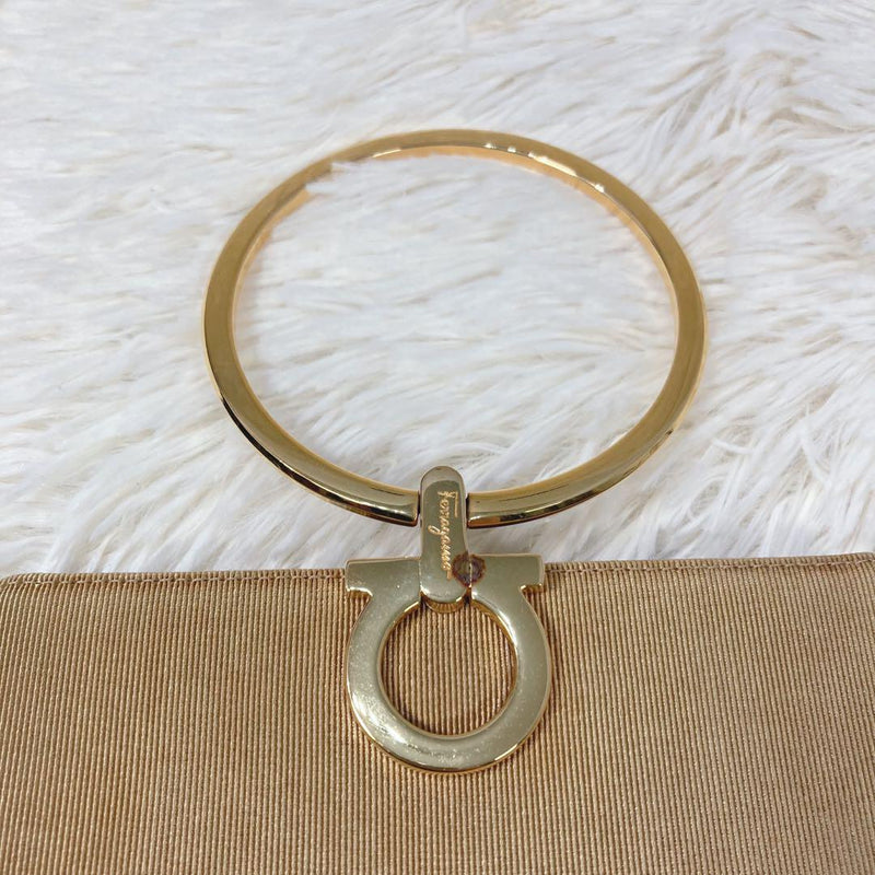 [Good condition] Ferragamo Gancini Canvas One Handle Handbag