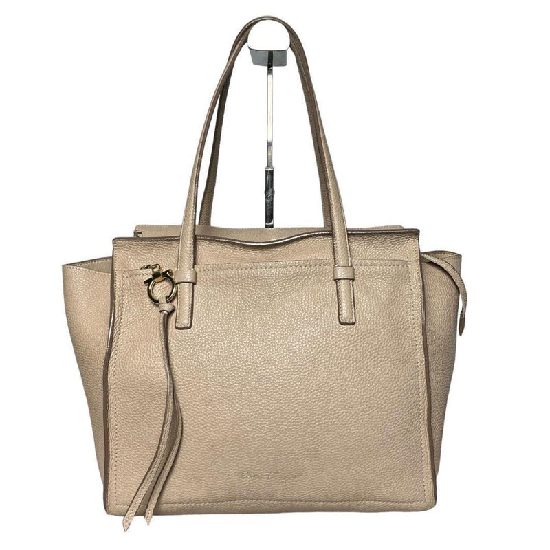 ☆Good condition☆Ferragamo Amy Tote Bag Gancini Fringe Pink Beige