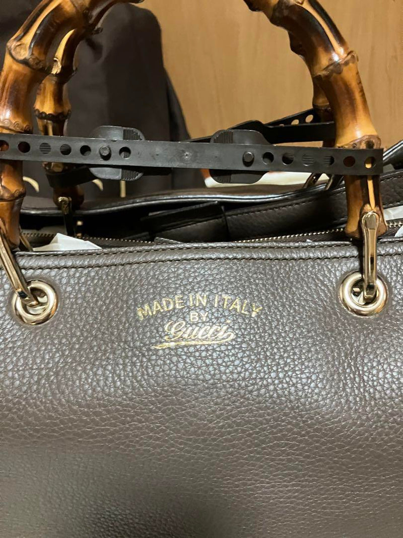 GUCCI Greige Leather Handbag