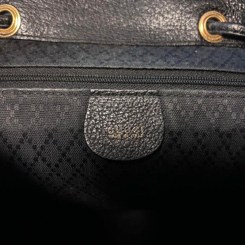 [Good condition] GUCCI Vintage Suede Leather Backpack Bamboo Black