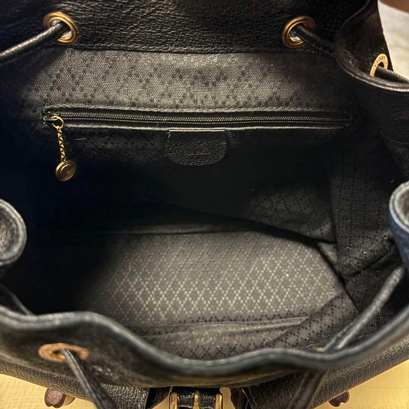 [Good condition] GUCCI Vintage Suede Leather Backpack Bamboo Black