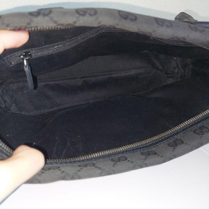 Gucci Black Handbag GG Pattern Vintage