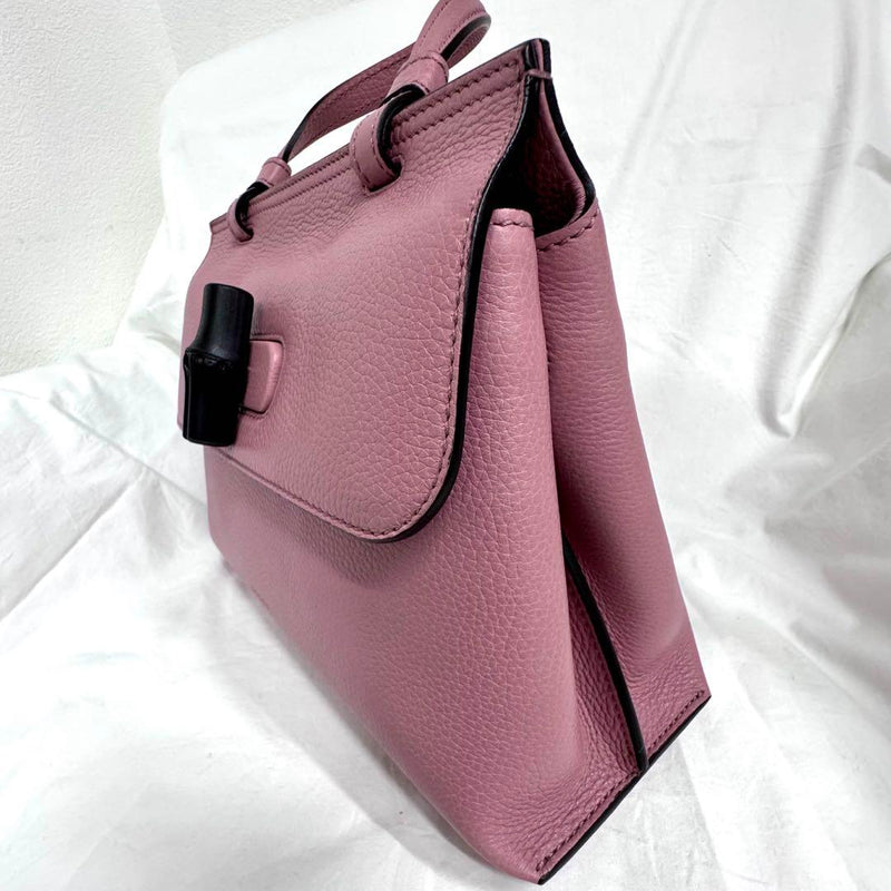 ★Unused GUCCI Bamboo Pink Leather Handbag with 2-way strap