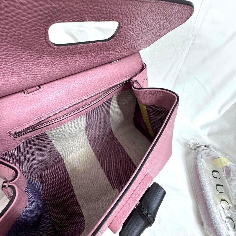 ★Unused GUCCI Bamboo Pink Leather Handbag with 2-way strap