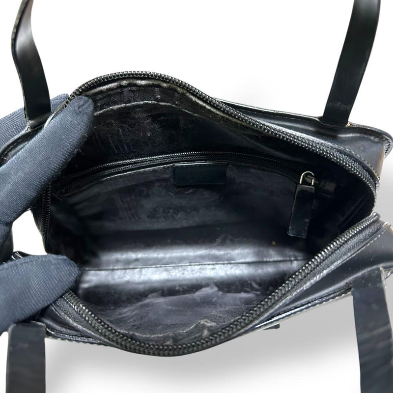 Rare ✨ Gucci Handbag Leather Vintage Big G Logo All Black