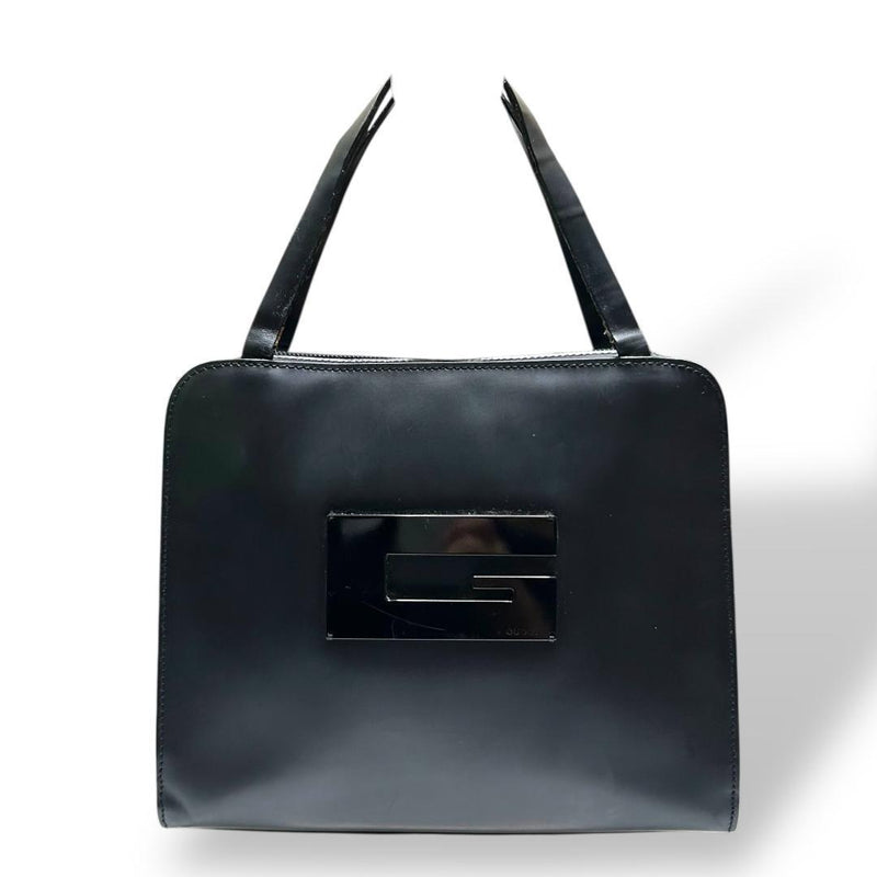 Rare ✨ Gucci Handbag Leather Vintage Big G Logo All Black