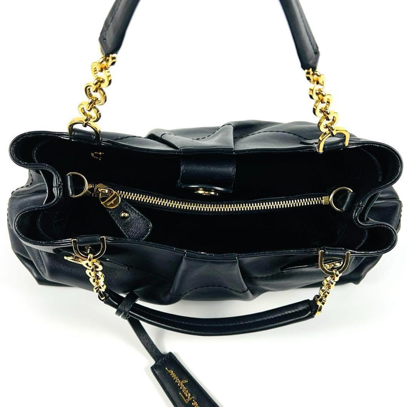 [Good condition] Ferragamo Gancini Handbag Tote Black
