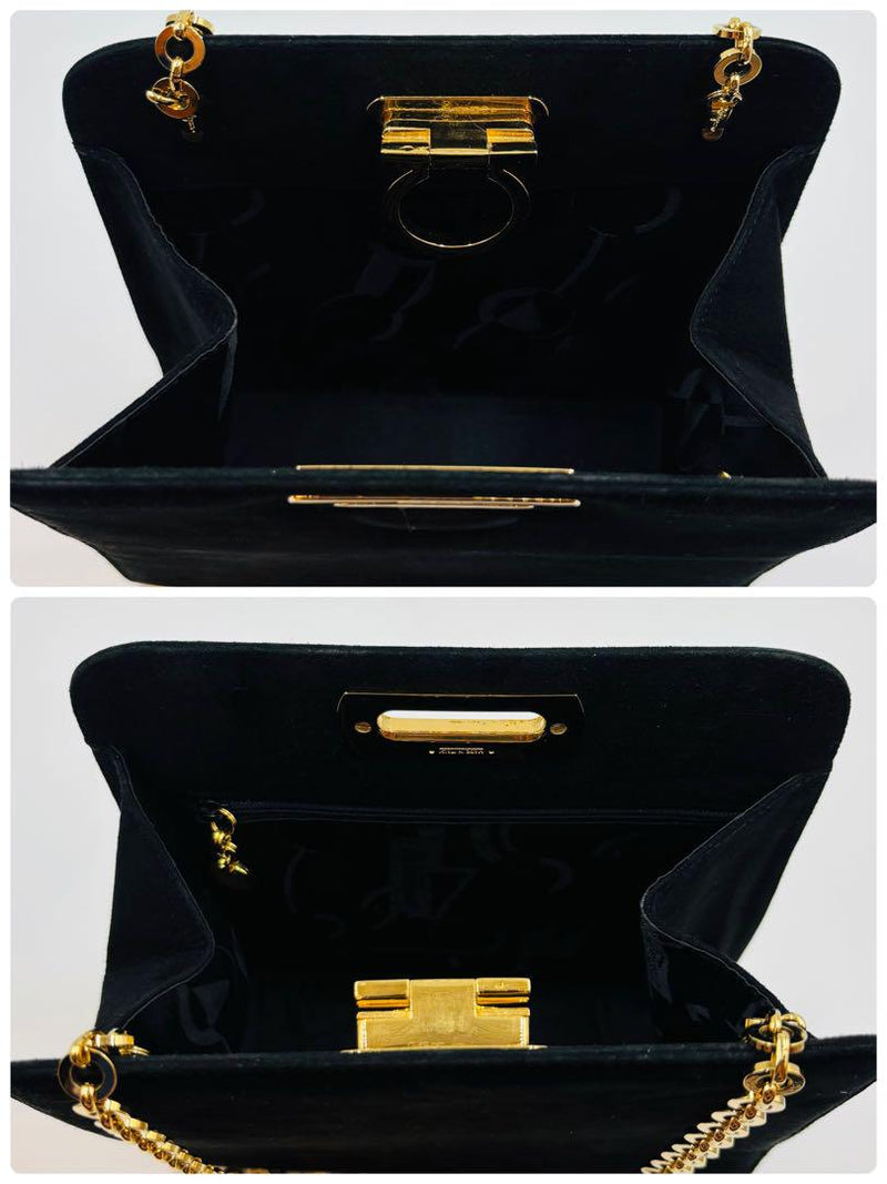 [Good condition] Salvatore Ferragamo Shoulder Bag Gancini Gold Chain