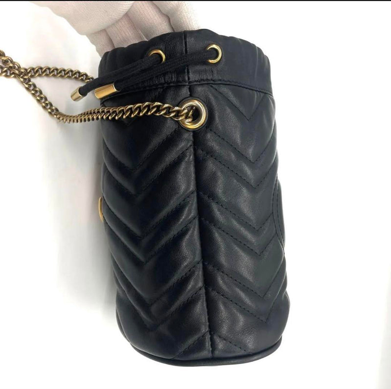 Good condition Gucci Mini Bucket Bag Quilted GG Marmont