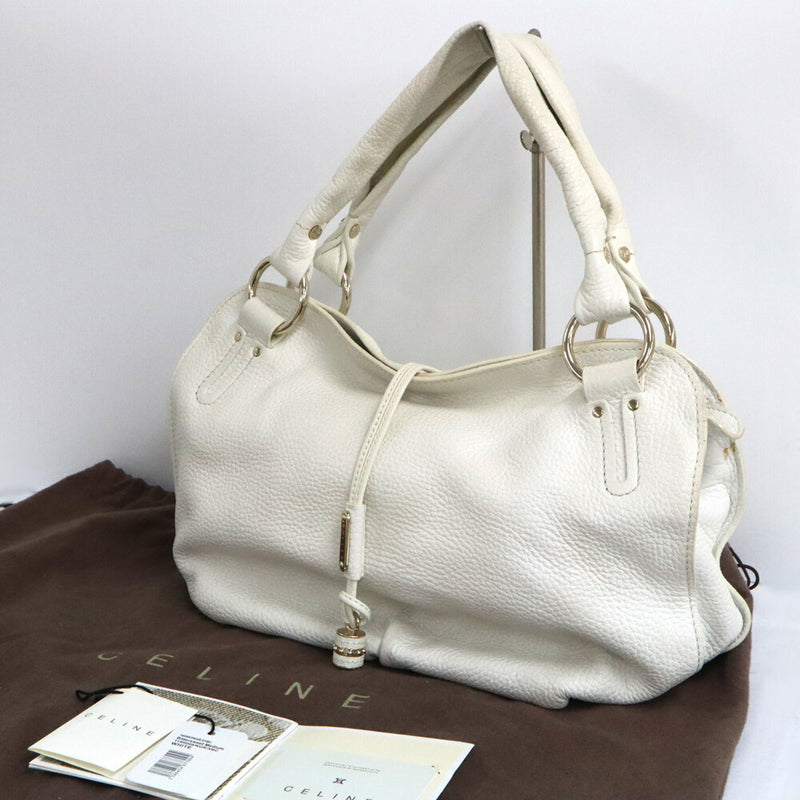 [Nagoya] [CELINE] Celine Bittersweet Medium Semi-shoulder 160663 White Leather