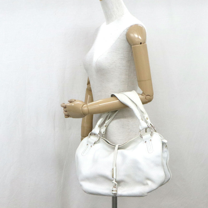 [Nagoya] [CELINE] Celine Bittersweet Medium Semi-shoulder 160663 White Leather