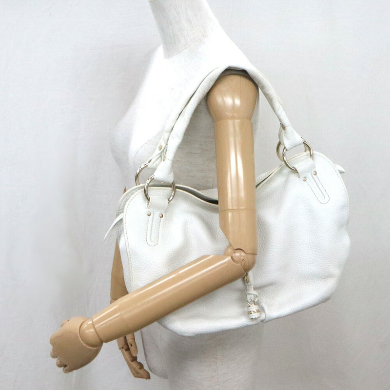 [Nagoya] [CELINE] Celine Bittersweet Medium Semi-shoulder 160663 White Leather