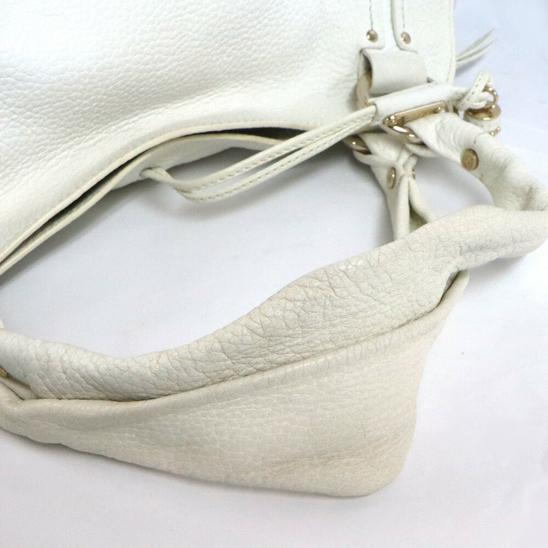 [Nagoya] [CELINE] Celine Bittersweet Medium Semi-shoulder 160663 White Leather
