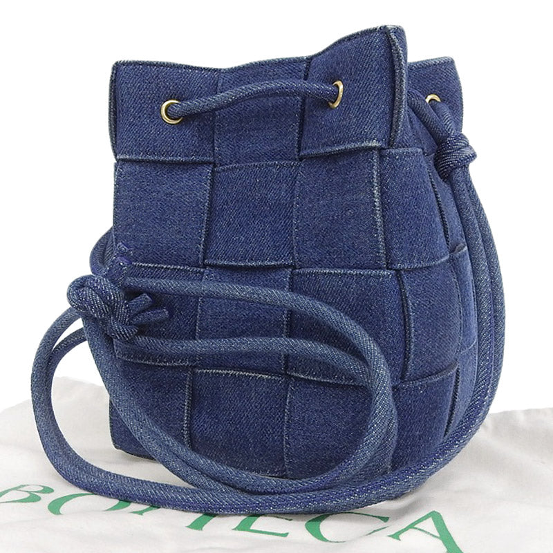 [Used] BOTTEGA VENETA Cassette Bucket Bag Shoulder Bag Denim Blue New Arrival