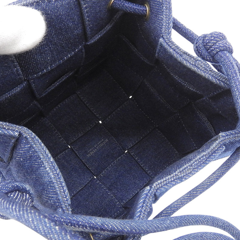 [Used] BOTTEGA VENETA Cassette Bucket Bag Shoulder Bag Denim Blue New Arrival