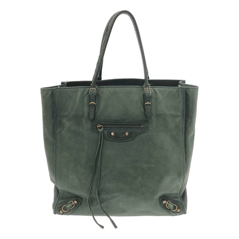 BALENCIAGA / Balenciaga | 515859 The Paper Leather Tote Bag | Green | Women's