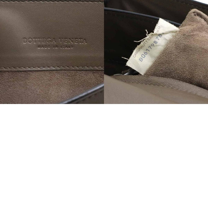 BOTTEGAVENETA Clutch Bag Intrecciato Leather Black x Brown Unisex Free Shipping