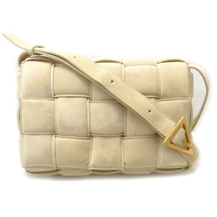 BOTTEGAVENETA Padded Cassette Suede Shoulder Bag Beige Women's [Used]