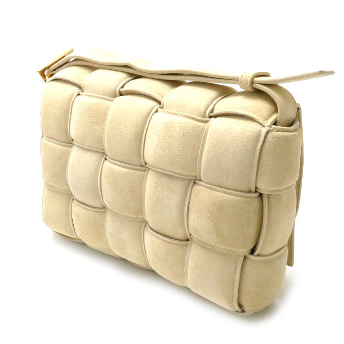 BOTTEGAVENETA Padded Cassette Suede Shoulder Bag Beige Women's [Used]