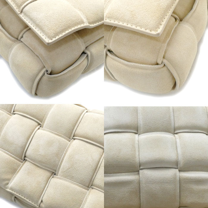 BOTTEGAVENETA Padded Cassette Suede Shoulder Bag Beige Women's [Used]