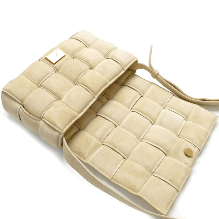 BOTTEGAVENETA Padded Cassette Suede Shoulder Bag Beige Women's [Used]