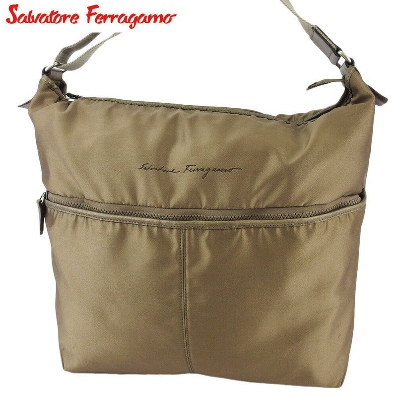 [Rakuten Super SALE 10% OFF] Salvatore Ferragamo Shoulder Bag Logo Beige Silver
