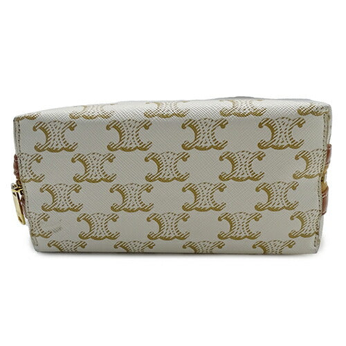 CELINE Women's Bag Brand Triomphe Shoulder Bag Chain Clutch White Tan