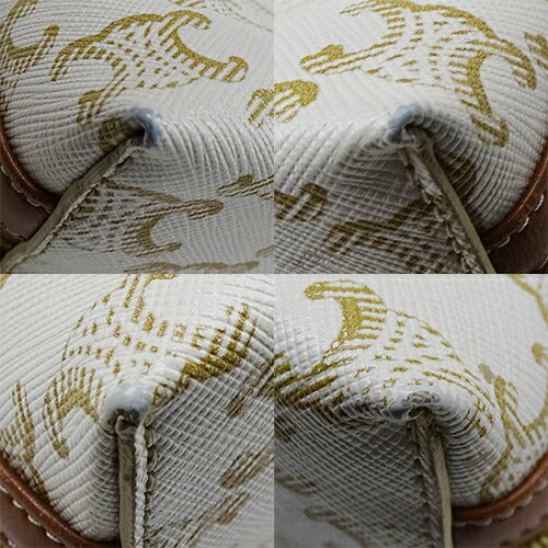 CELINE Women's Bag Brand Triomphe Shoulder Bag Chain Clutch White Tan