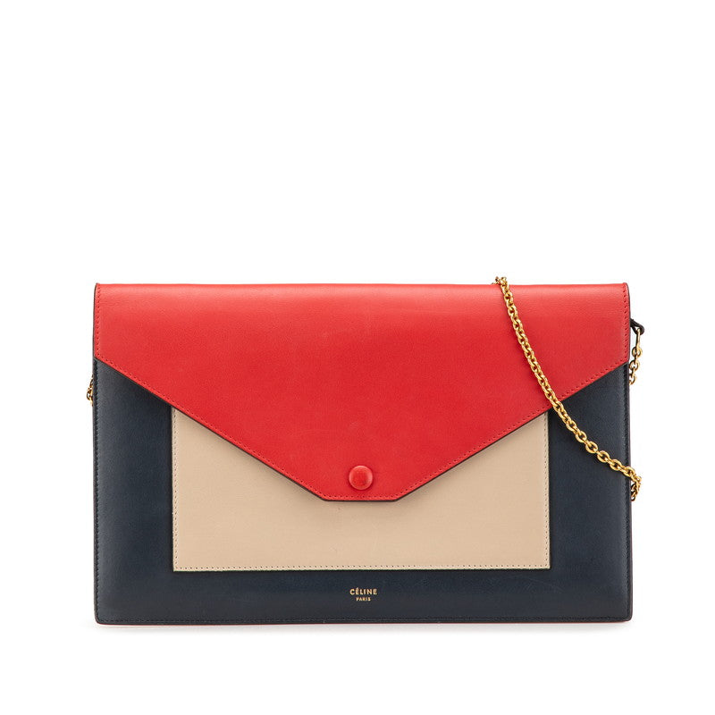 Celine Chain Wallet Shoulder Bag Black Red Beige Leather Women's CELINE [Used]