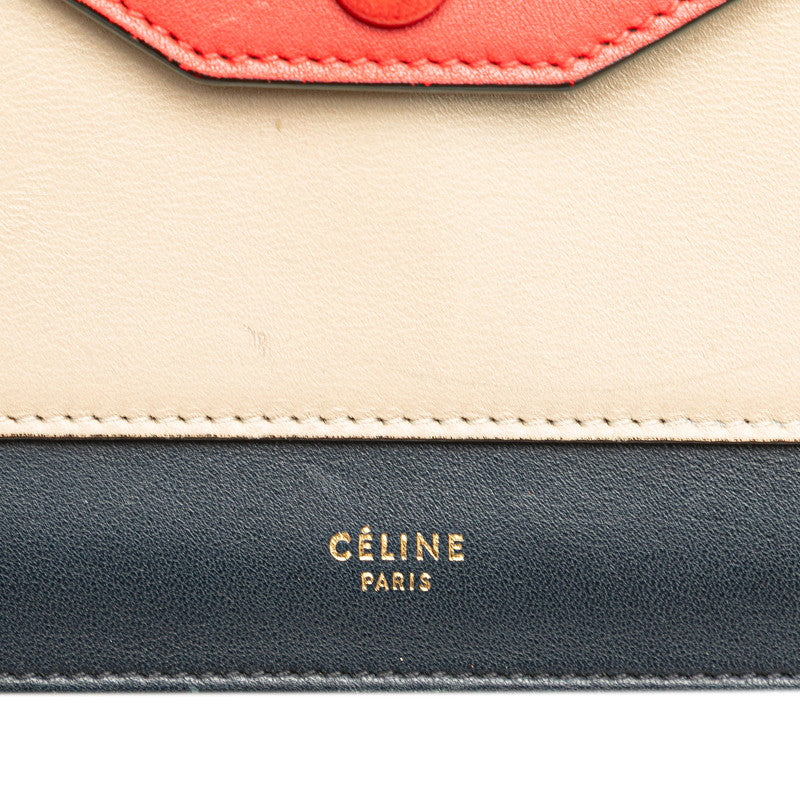 Celine Chain Wallet Shoulder Bag Black Red Beige Leather Women's CELINE [Used]